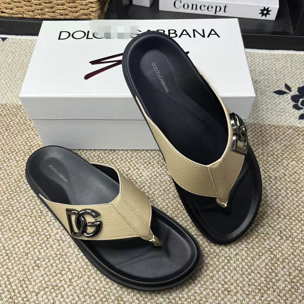 Dolce & Gabbana D&G Logo Print Slide Sandals – Unisex Couple's Summer Slippers