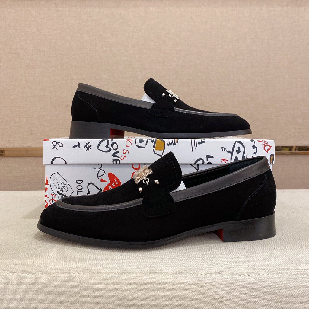 Dolce & Gabbana DG Logo Black Suede Loafers | Men's Luxury Slip-On Dress Shoes