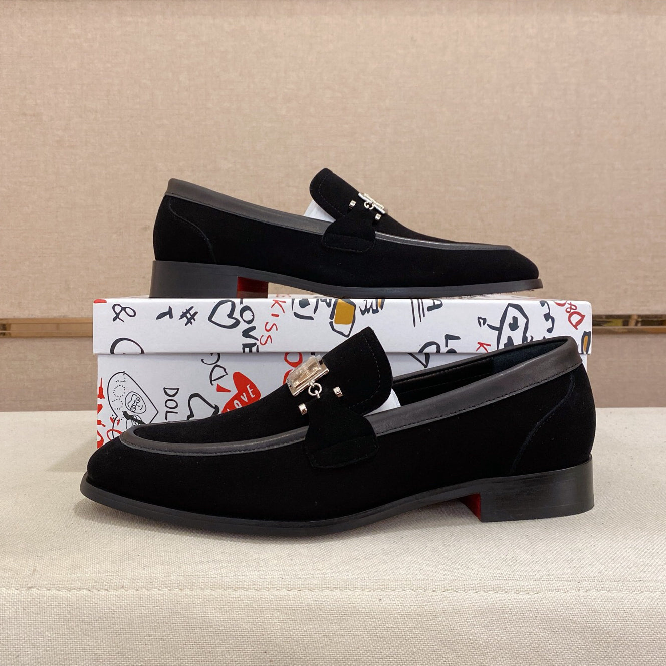 Dolce & Gabbana DG Logo Black Suede Loafers | Men's Luxury Slip-On Dress Shoes