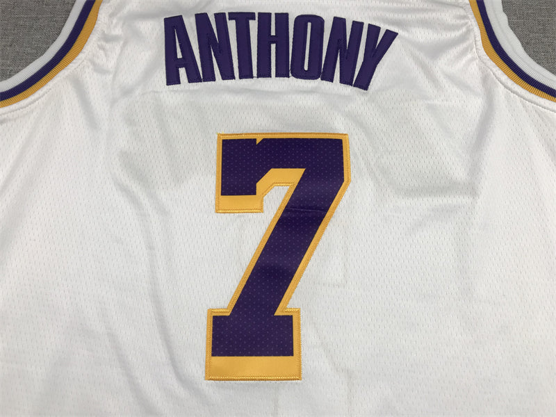 Men's Los Angeles Lakers Carmelo Anthony #7 White Fast Break Replica Jerseys