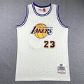 Men's Los Angeles Lakers LeBron James #23 Cream Hardwood Classics Swingman Jerseys