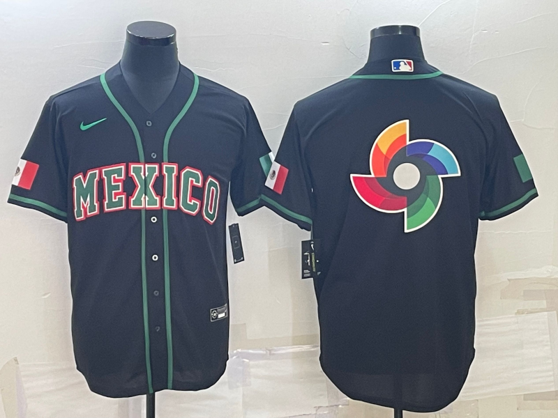 Men's 2023 World Baseball Classic Mexico Black Alternate Game Jerseys