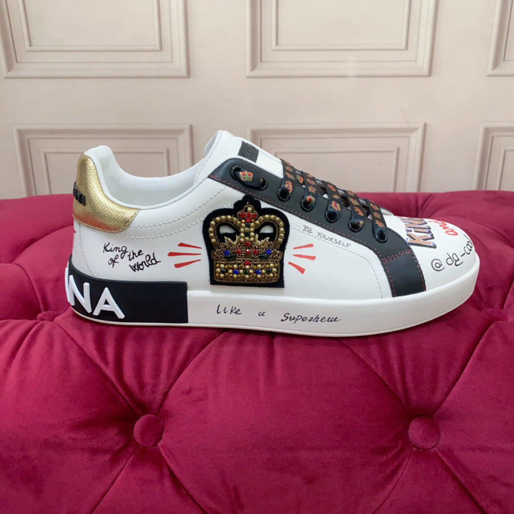 Dolce & Gabbana Portofino Graffiti Sneakers – Unisex Couple's Luxury Casual Shoes
