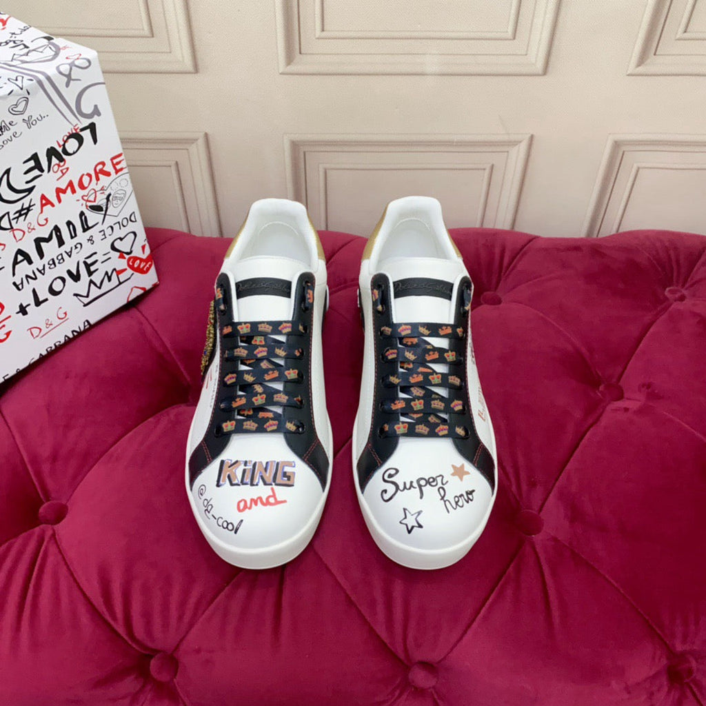 Dolce & Gabbana Portofino Graffiti Sneakers – Unisex Couple's Luxury Casual Shoes