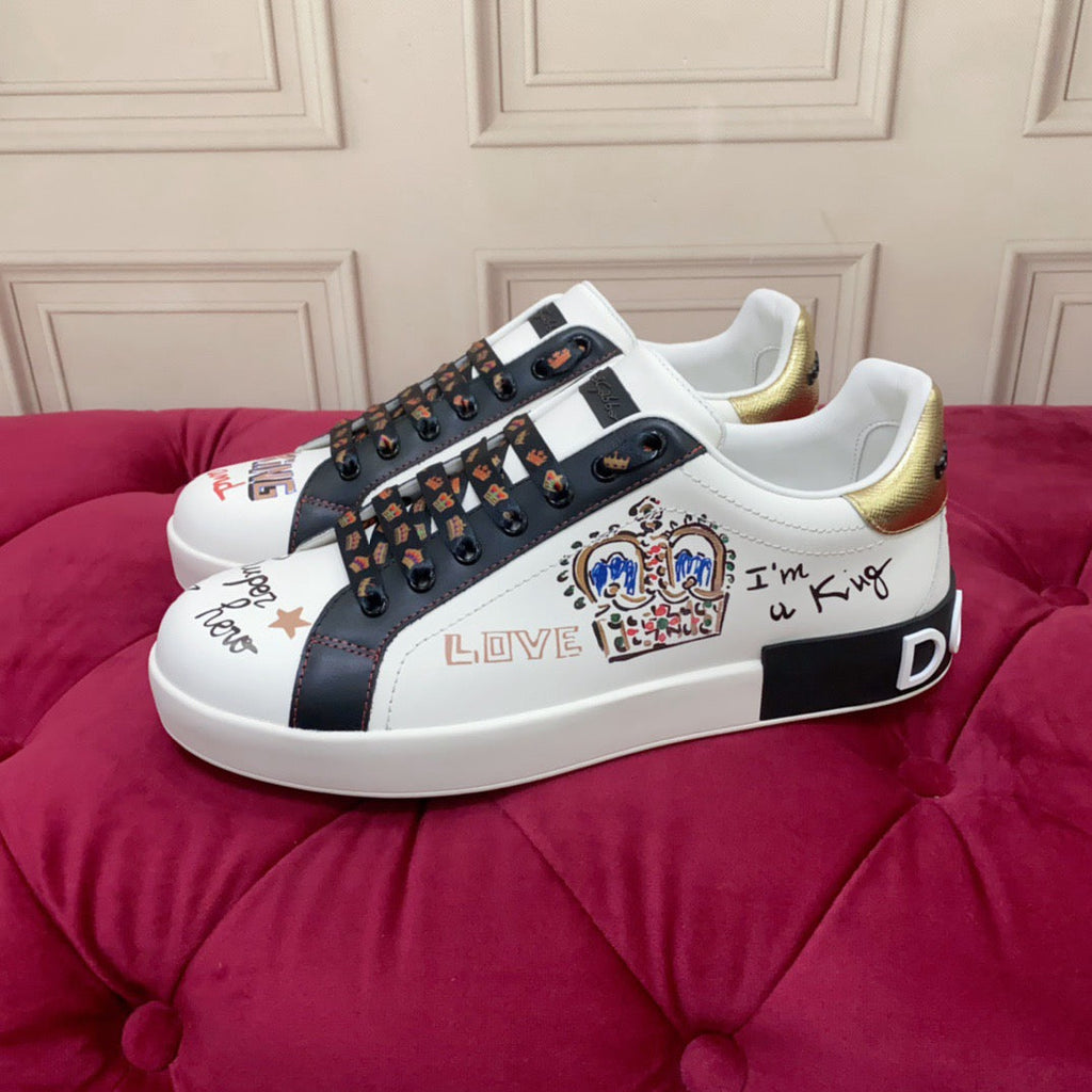 Dolce & Gabbana Portofino Graffiti Sneakers – Unisex Couple's Luxury Casual Shoes
