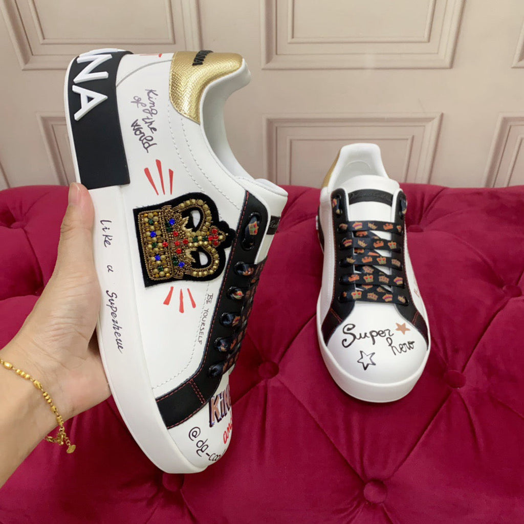 Dolce & Gabbana Portofino Graffiti Sneakers – Unisex Couple's Luxury Casual Shoes