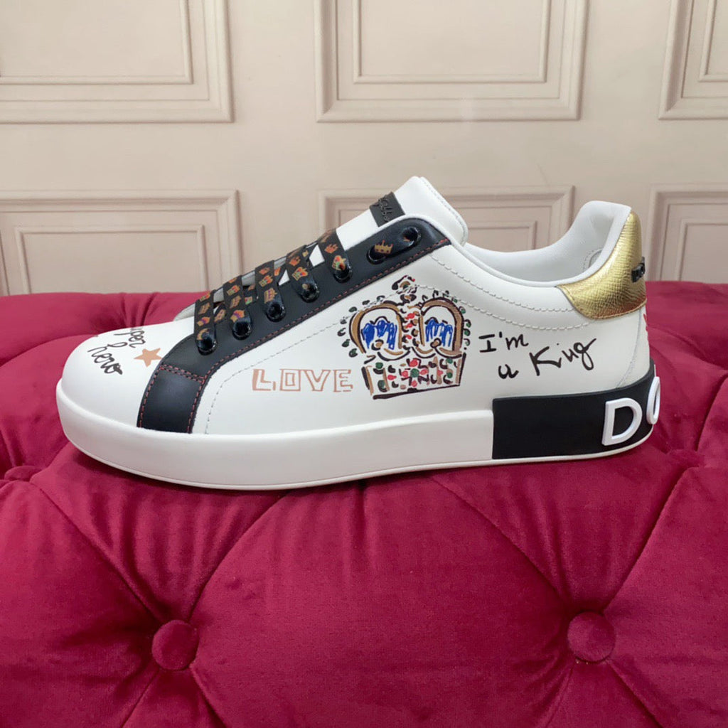 Dolce & Gabbana Portofino Graffiti Sneakers – Unisex Couple's Luxury Casual Shoes