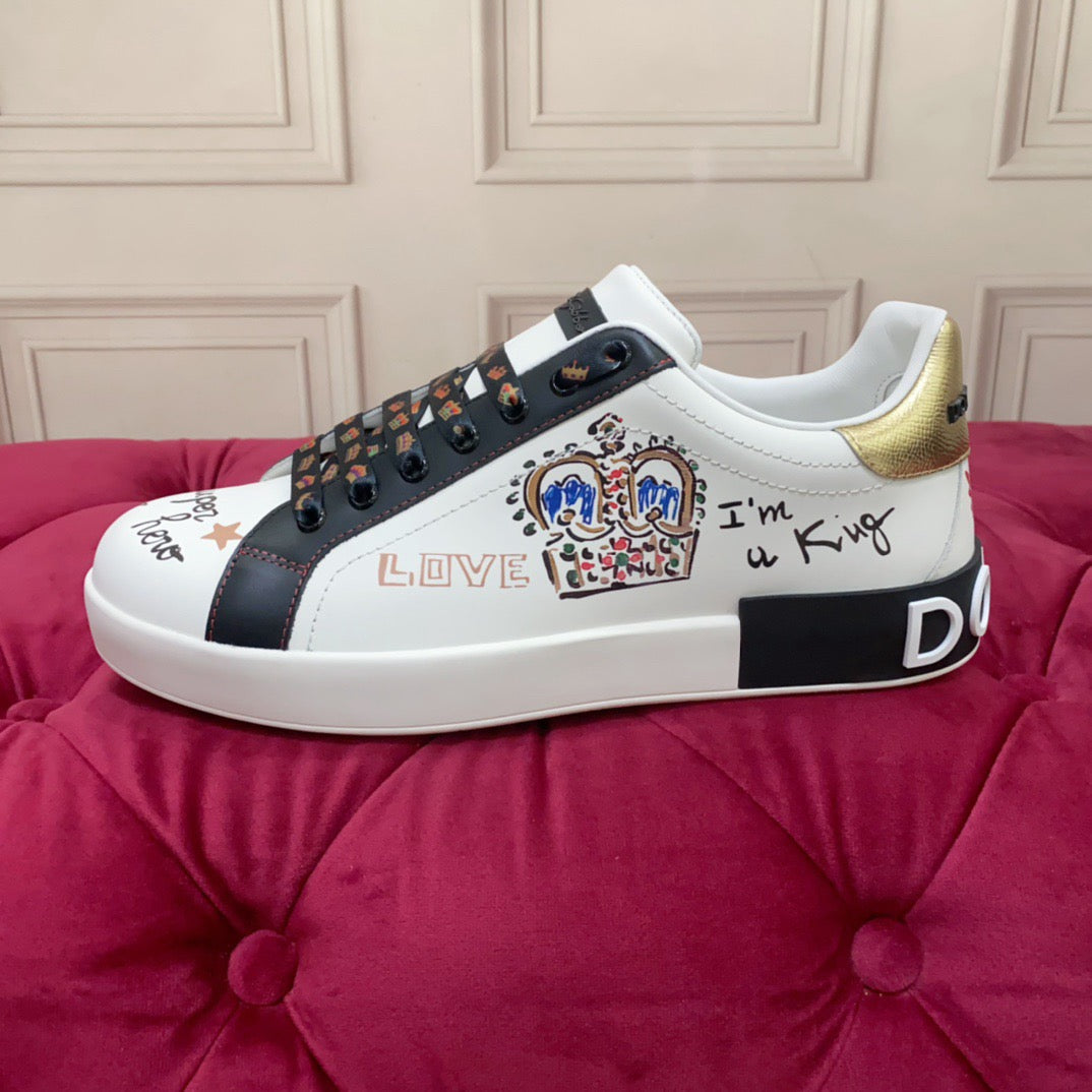 Dolce & Gabbana Portofino Graffiti Sneakers – Unisex Couple's Luxury Casual Shoes