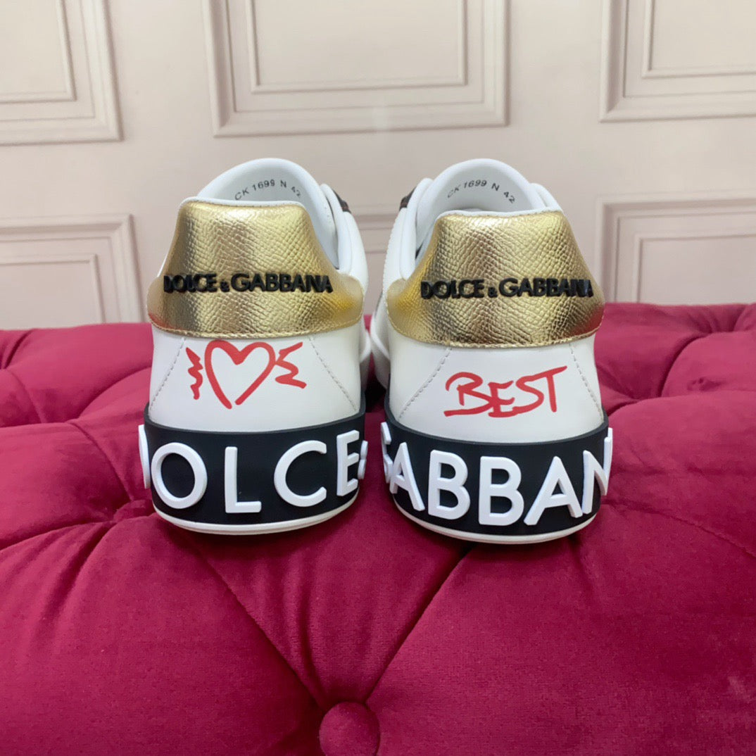 Dolce & Gabbana Portofino Graffiti Sneakers – Unisex Couple's Luxury Casual Shoes