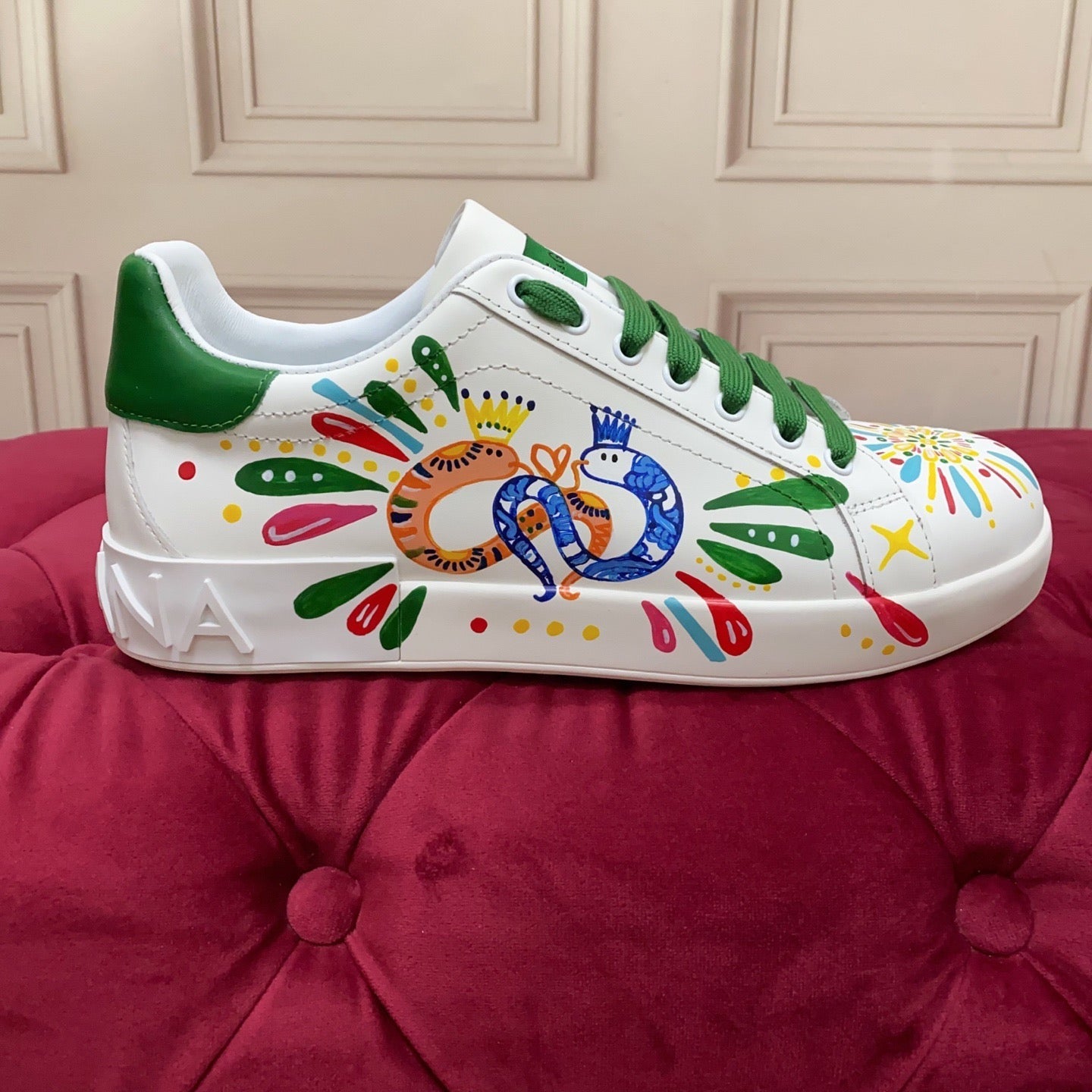 Dolce & Gabbana Portofino Graffiti Sneakers – Unisex Couple's Luxury Casual Shoes