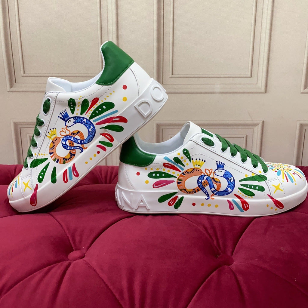 Dolce & Gabbana Portofino Graffiti Sneakers – Unisex Couple's Luxury Casual Shoes
