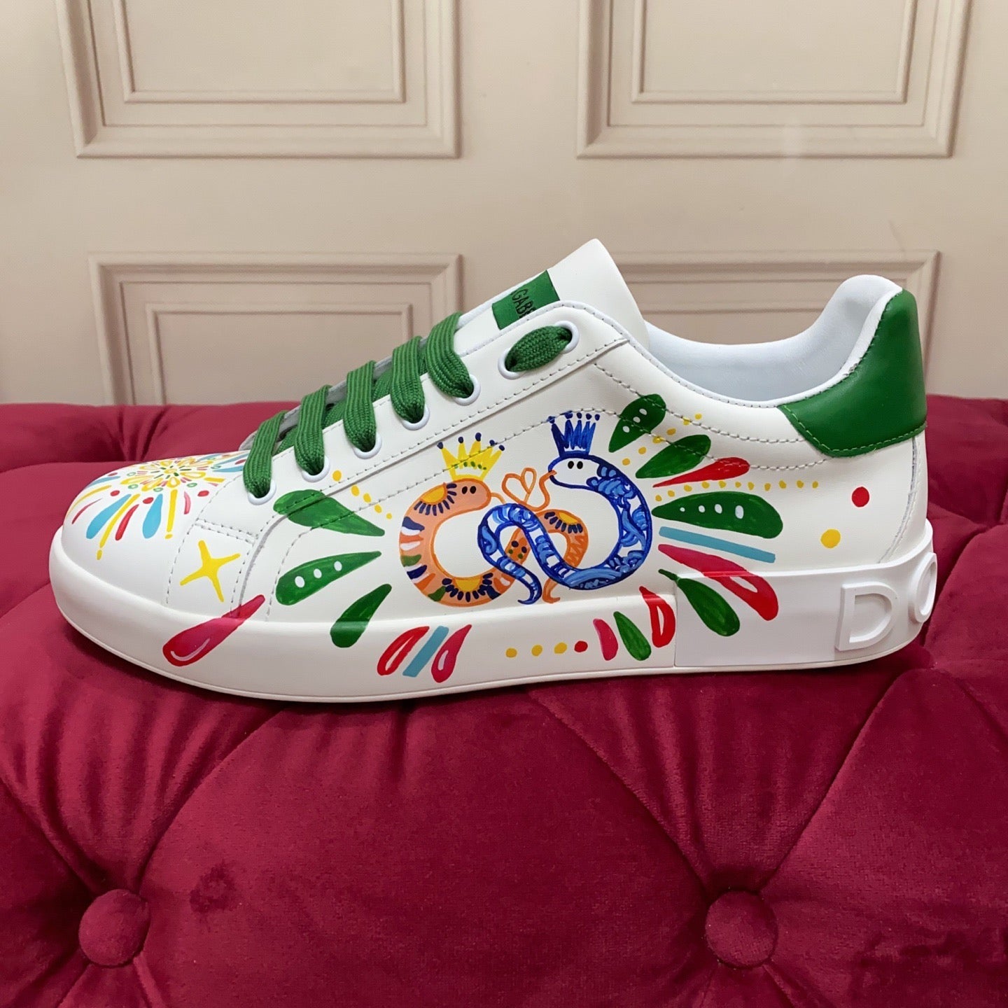 Dolce & Gabbana Portofino Graffiti Sneakers – Unisex Couple's Luxury Casual Shoes