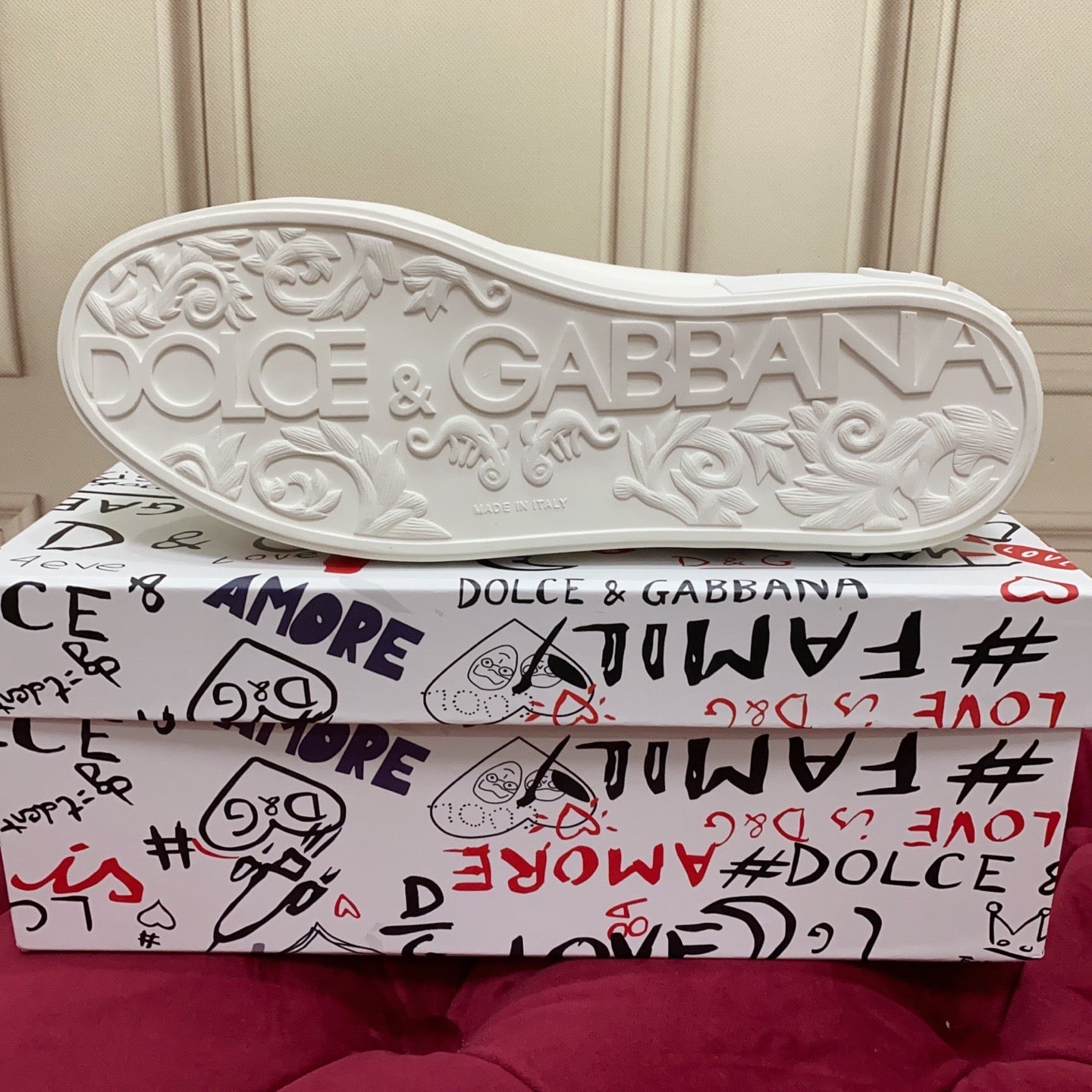 Dolce & Gabbana Portofino Graffiti Sneakers – Unisex Couple's Luxury Casual Shoes