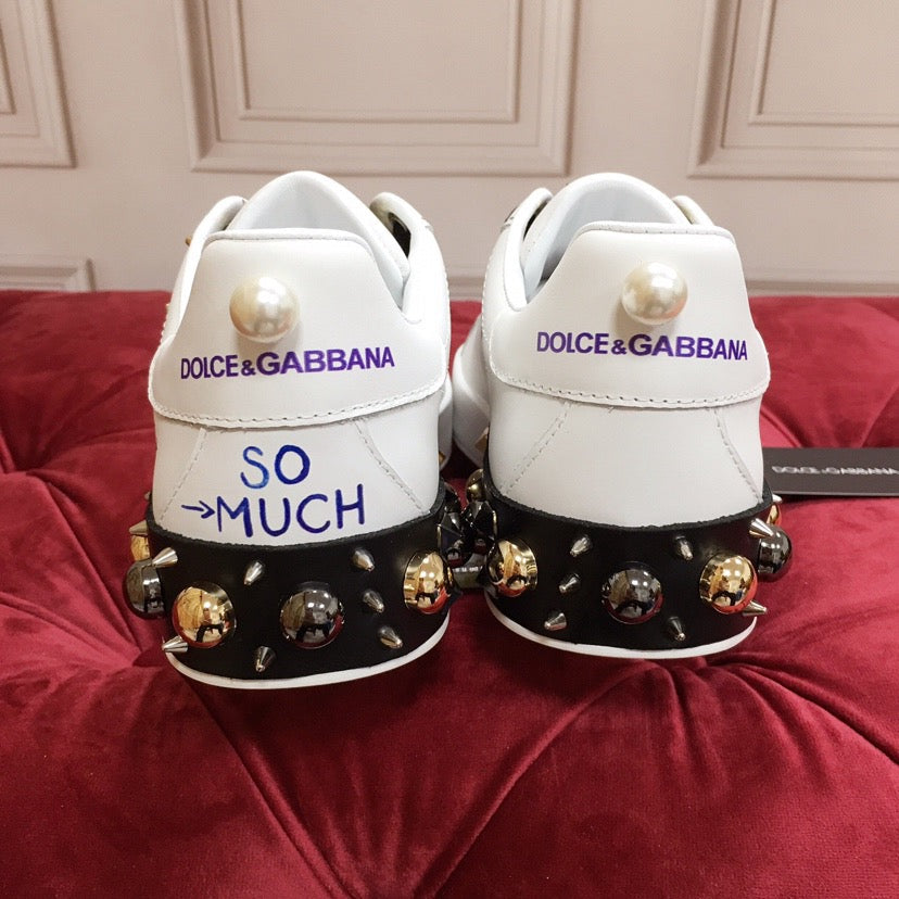 Dolce & Gabbana Portofino Graffiti Sneakers – Unisex Couple's Luxury Casual Shoes