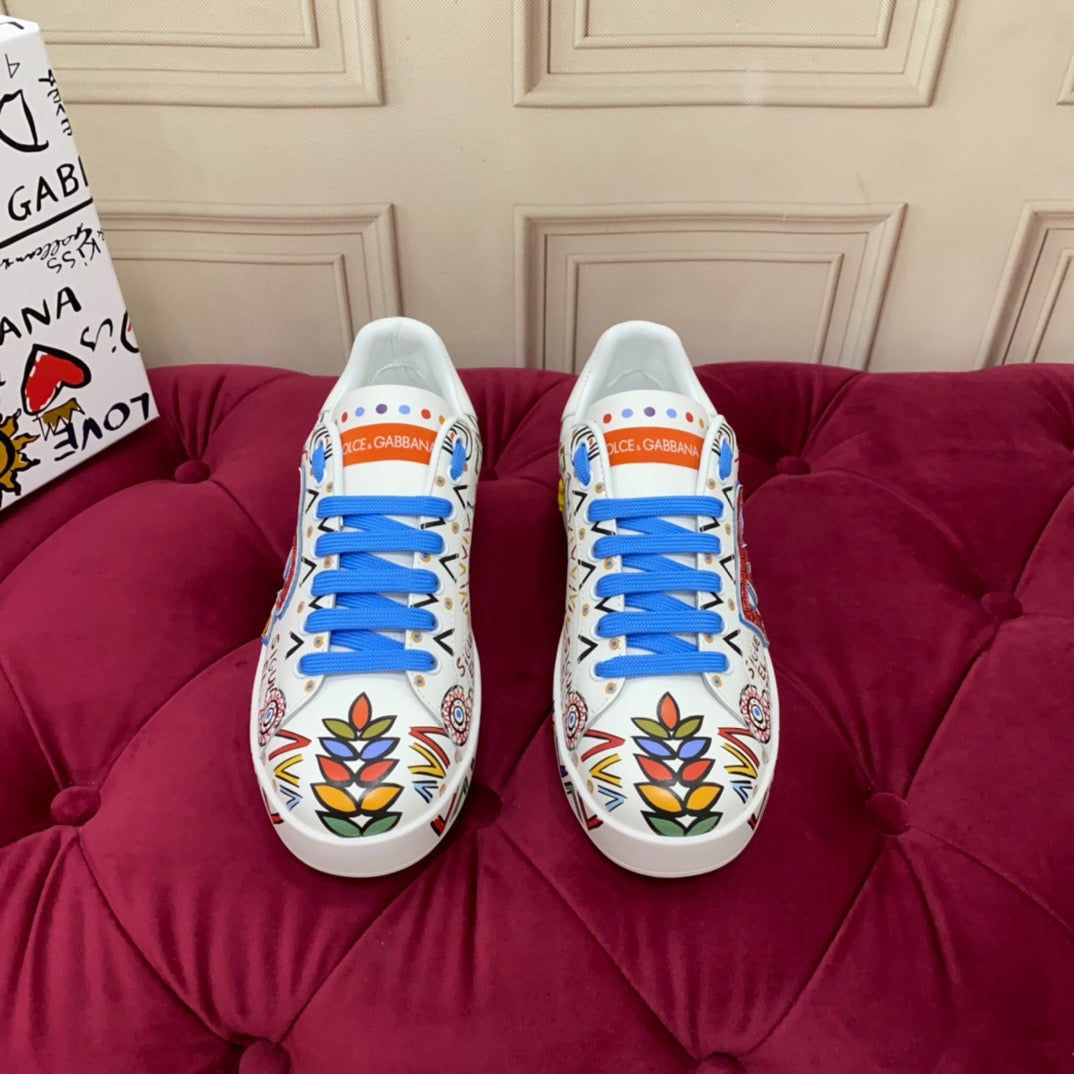 Dolce & Gabbana Portofino Graffiti Sneakers – Unisex Couple's Luxury Casual Shoes