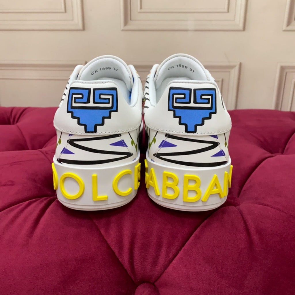 Dolce & Gabbana Portofino Graffiti Sneakers – Unisex Couple's Luxury Casual Shoes