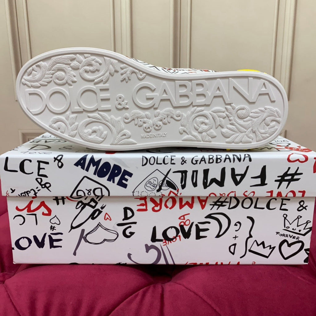 Dolce & Gabbana Portofino Graffiti Sneakers – Unisex Couple's Luxury Casual Shoes