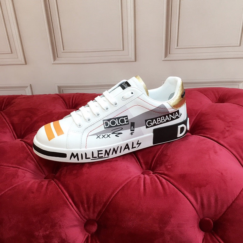 Dolce & Gabbana Portofino Graffiti Sneakers – Unisex Couple's Luxury Casual Shoes