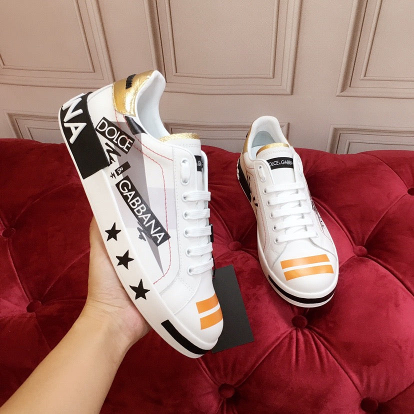 Dolce & Gabbana Portofino Graffiti Sneakers – Unisex Couple's Luxury Casual Shoes