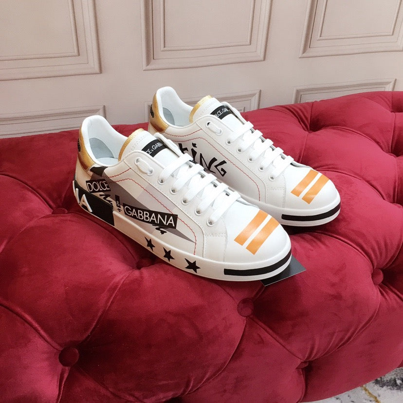 Dolce & Gabbana Portofino Graffiti Sneakers – Unisex Couple's Luxury Casual Shoes