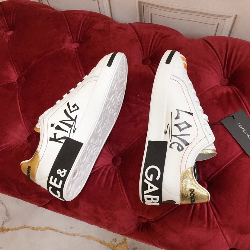 Dolce & Gabbana Portofino Graffiti Sneakers – Unisex Couple's Luxury Casual Shoes