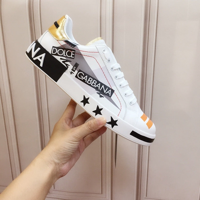 Dolce & Gabbana Portofino Graffiti Sneakers – Unisex Couple's Luxury Casual Shoes