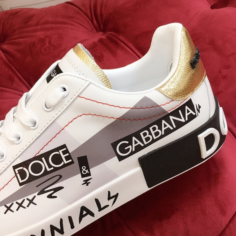 Dolce & Gabbana Portofino Graffiti Sneakers – Unisex Couple's Luxury Casual Shoes