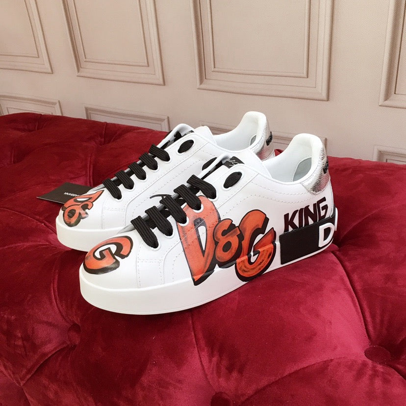 Dolce & Gabbana Portofino Graffiti Sneakers – Unisex Couple's Luxury Casual Shoes
