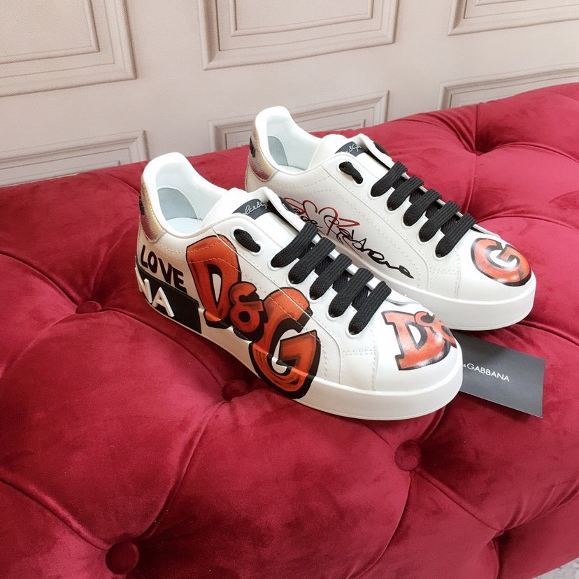 Dolce & Gabbana Portofino Graffiti Sneakers – Unisex Couple's Luxury Casual Shoes