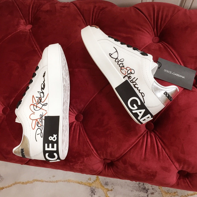 Dolce & Gabbana Portofino Graffiti Sneakers – Unisex Couple's Luxury Casual Shoes