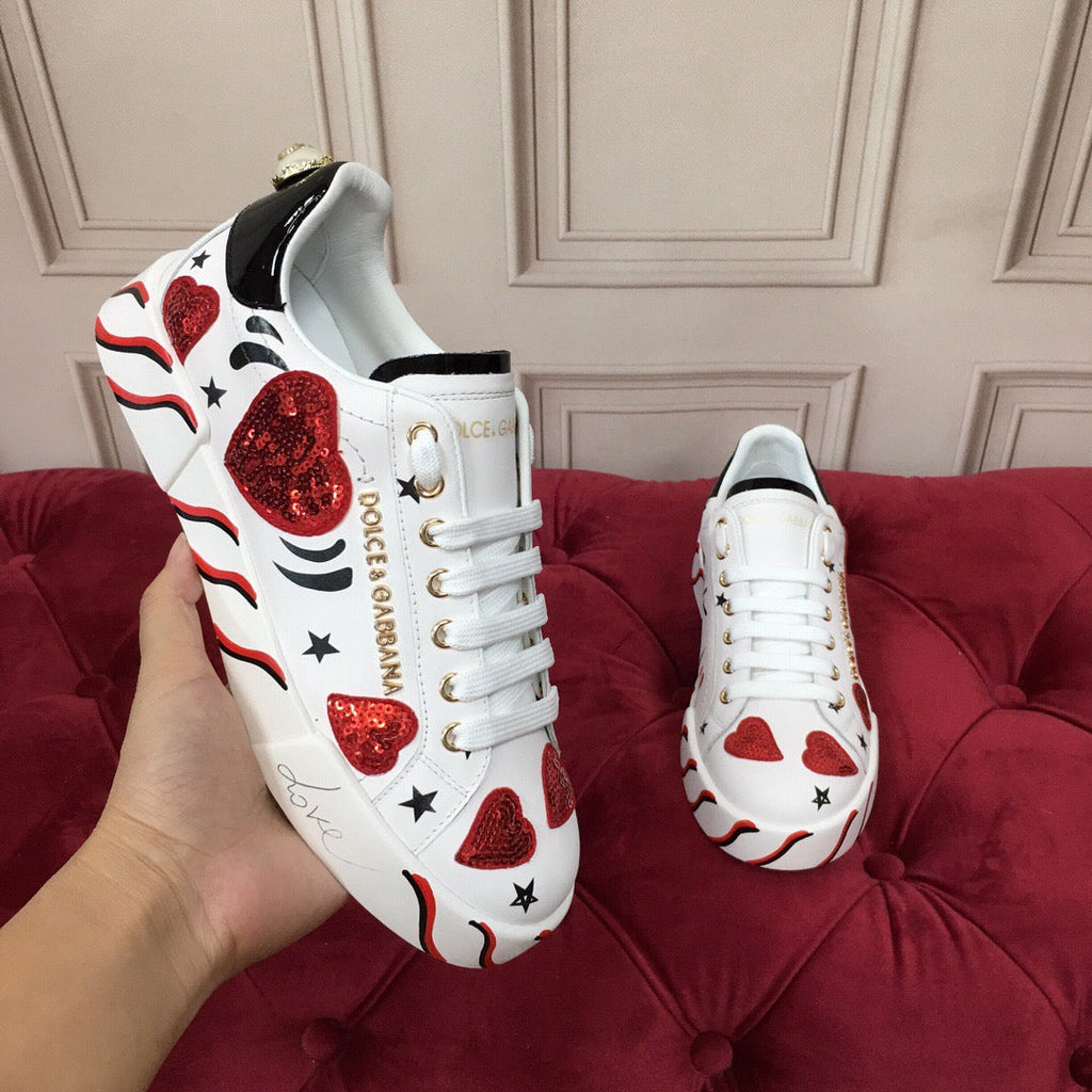 Dolce & Gabbana Portofino Graffiti Sneakers – Unisex Couple's Luxury Casual Shoes
