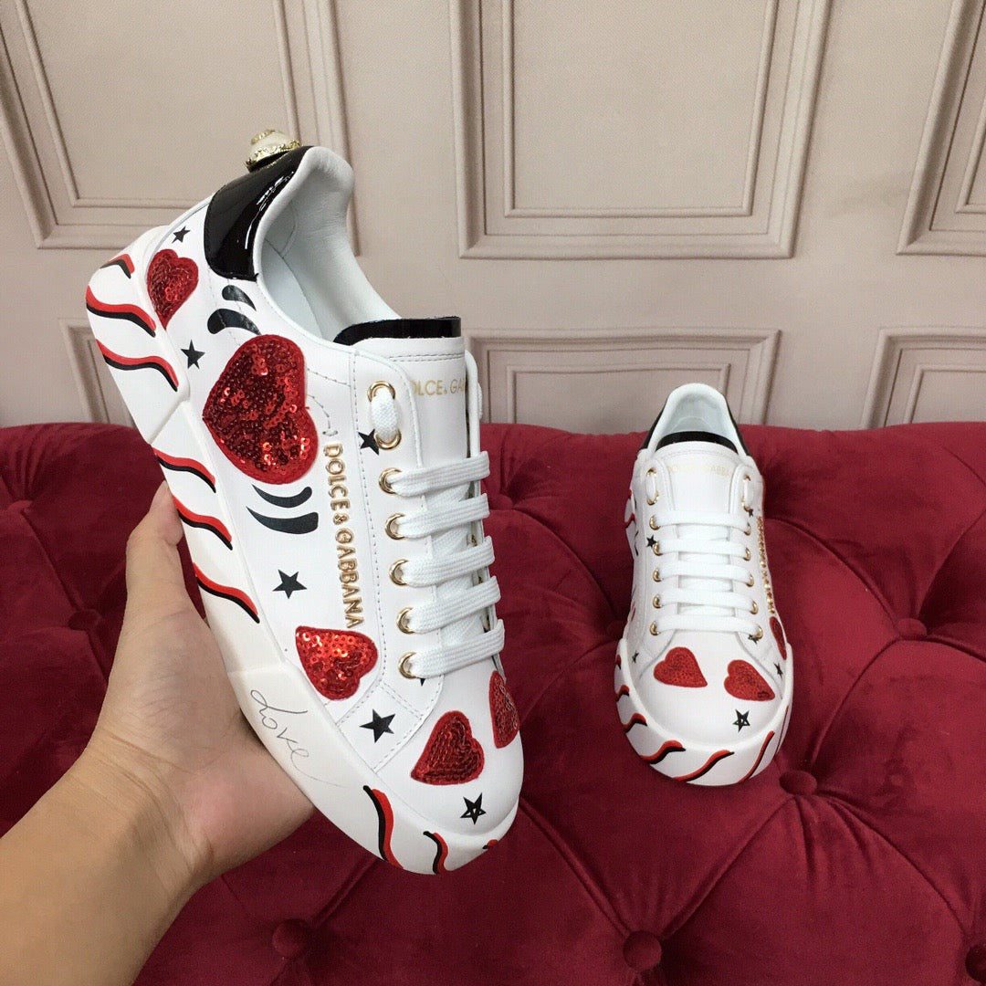 Dolce & Gabbana Portofino Graffiti Sneakers – Unisex Couple's Luxury Casual Shoes