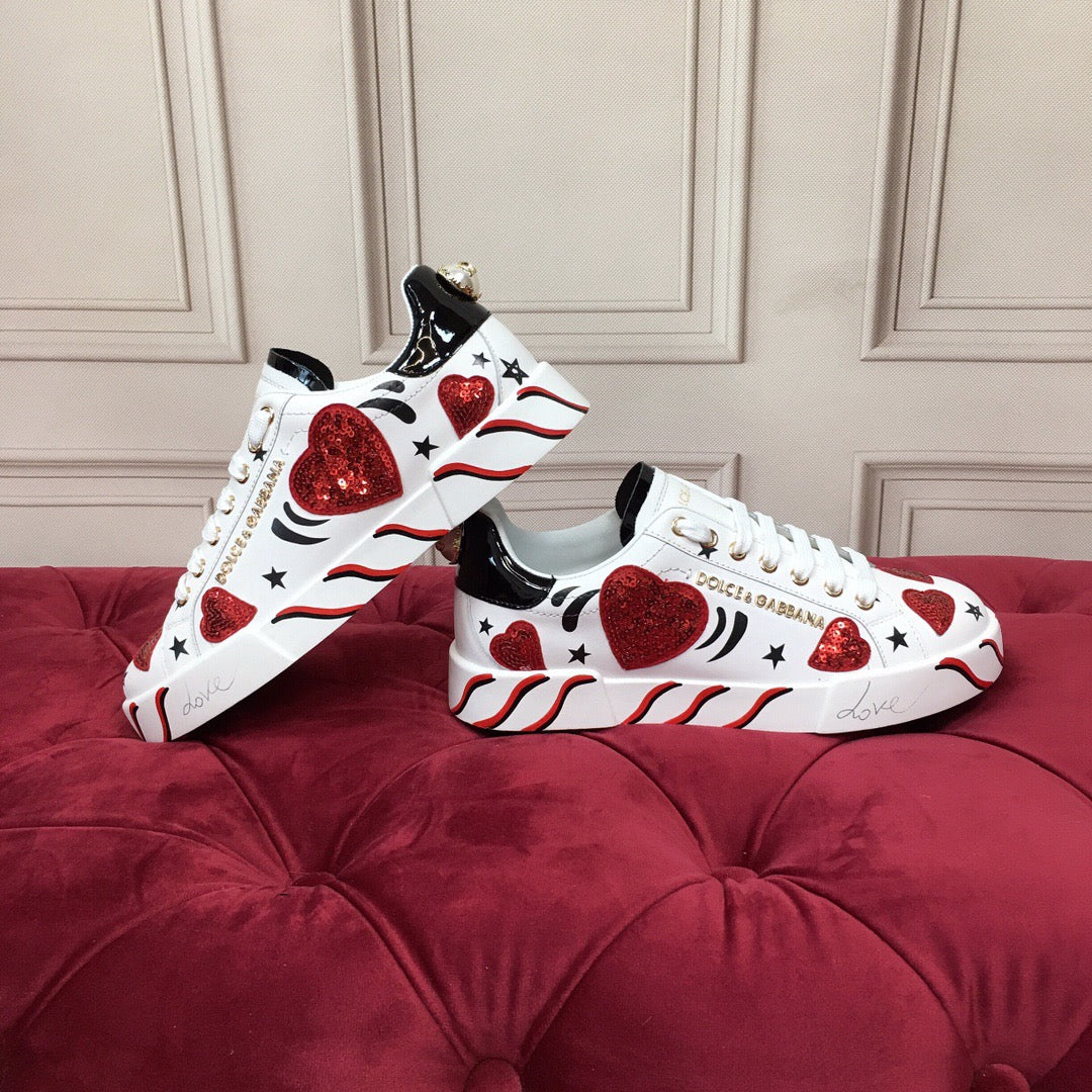 Dolce & Gabbana Portofino Graffiti Sneakers – Unisex Couple's Luxury Casual Shoes