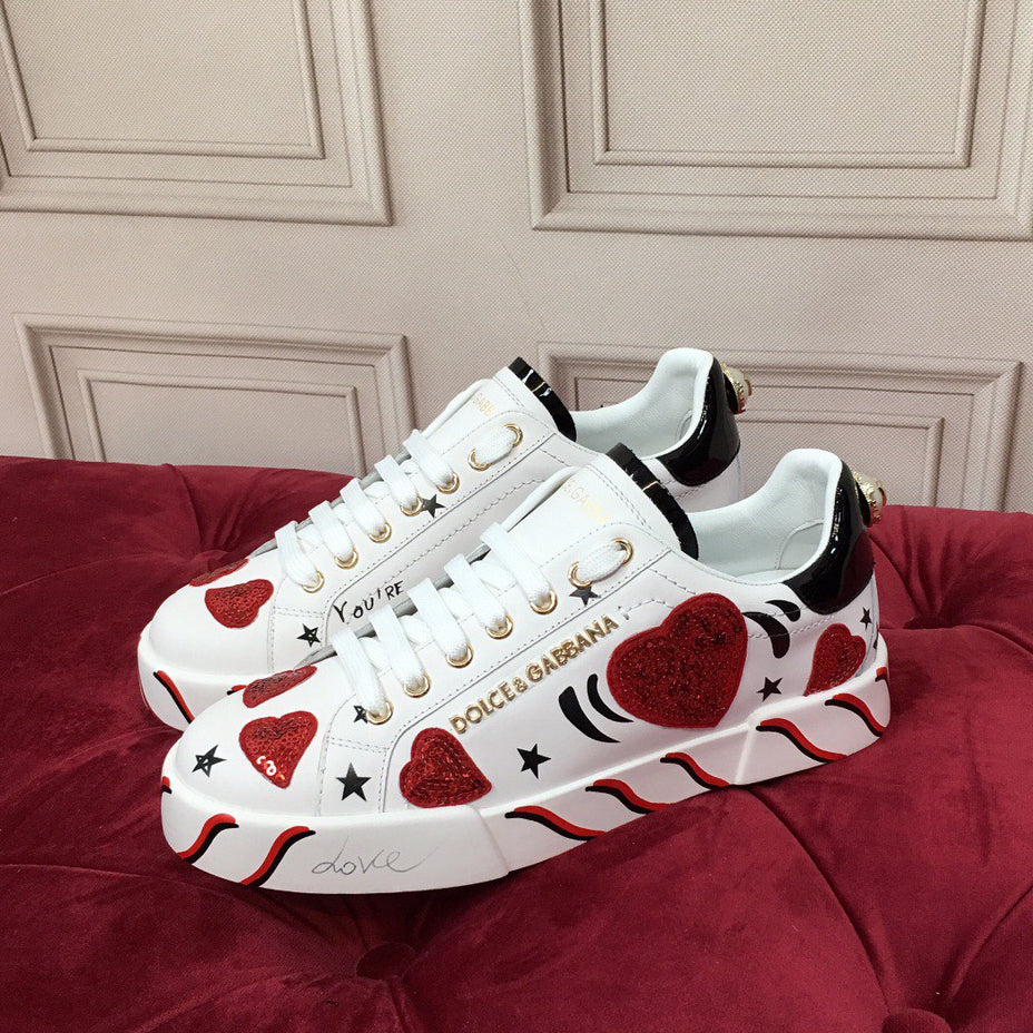 Dolce & Gabbana Portofino Graffiti Sneakers – Unisex Couple's Luxury Casual Shoes