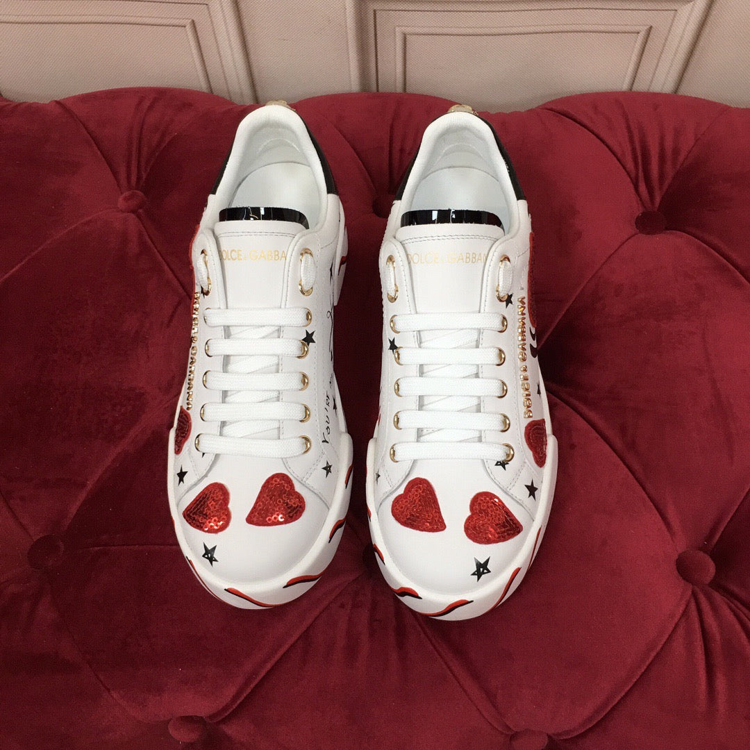 Dolce & Gabbana Portofino Graffiti Sneakers – Unisex Couple's Luxury Casual Shoes