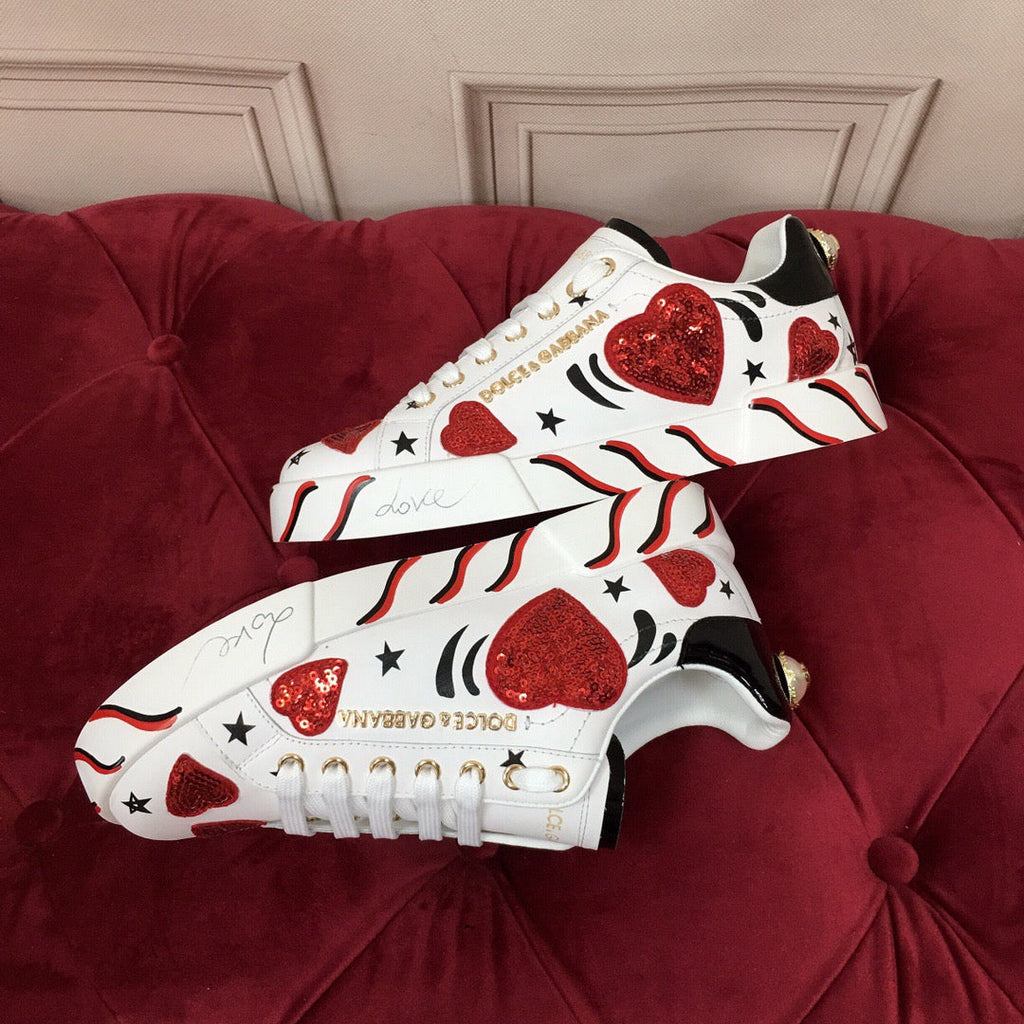 Dolce & Gabbana Portofino Graffiti Sneakers – Unisex Couple's Luxury Casual Shoes