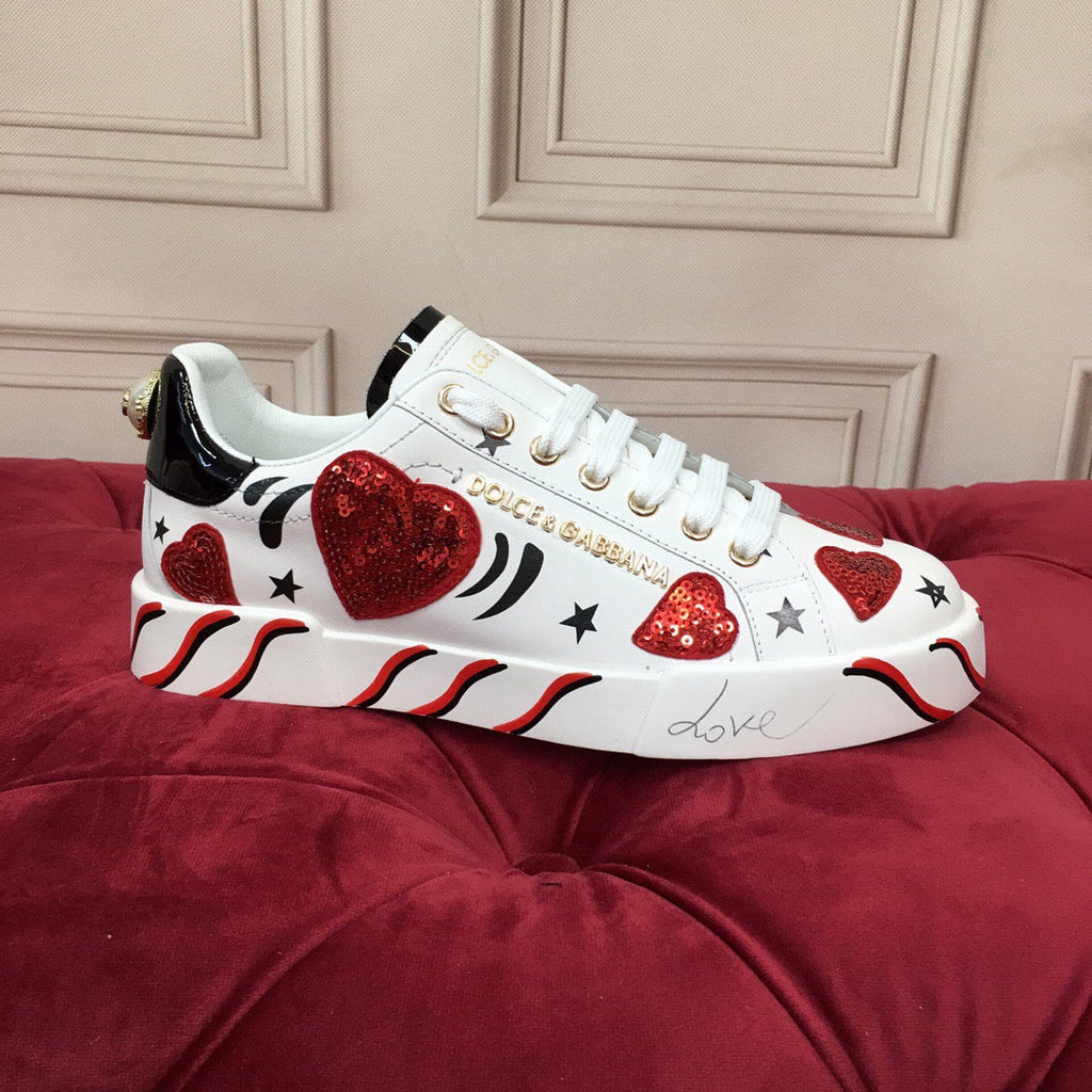 Dolce & Gabbana Portofino Graffiti Sneakers – Unisex Couple's Luxury Casual Shoes