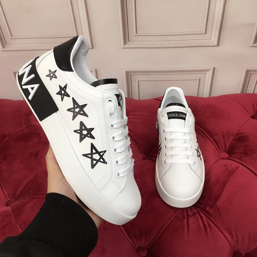 Dolce & Gabbana Portofino Graffiti Sneakers – Unisex Couple's Luxury Casual Shoes