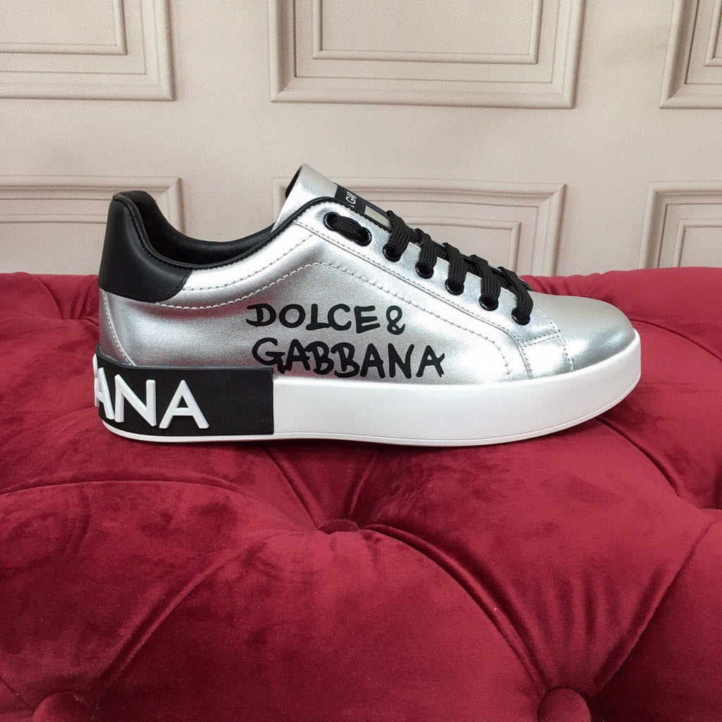 Dolce & Gabbana Portofino Graffiti Sneakers – Unisex Couple's Luxury Casual Shoes