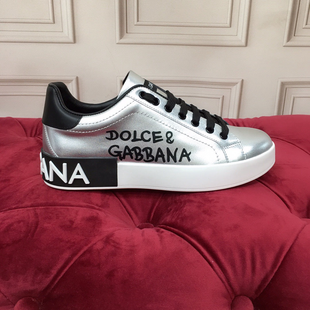 Dolce & Gabbana Portofino Graffiti Sneakers – Unisex Couple's Luxury Casual Shoes