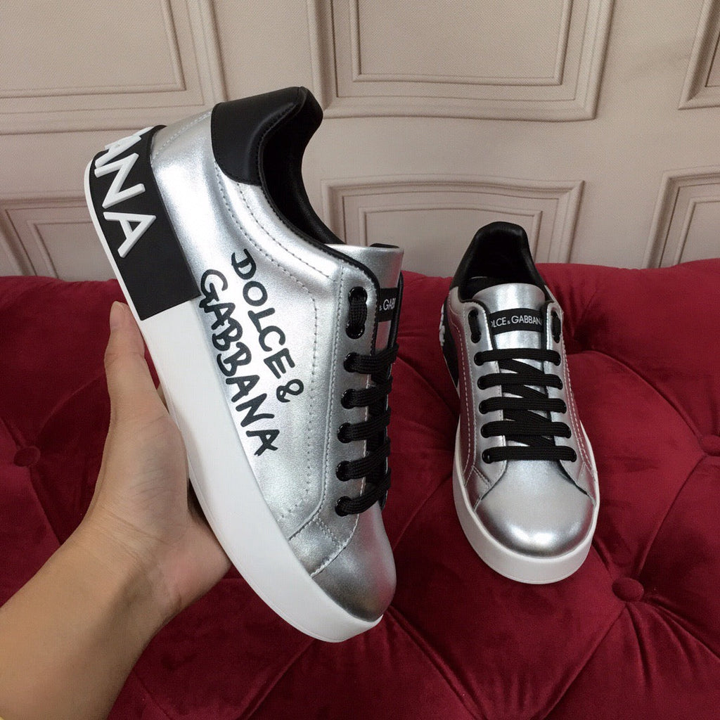 Dolce & Gabbana Portofino Graffiti Sneakers – Unisex Couple's Luxury Casual Shoes