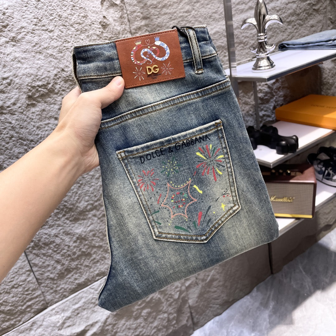Dolce & Gabbana DG VIBE3 Embroidered Logo Slim Fit Jeans