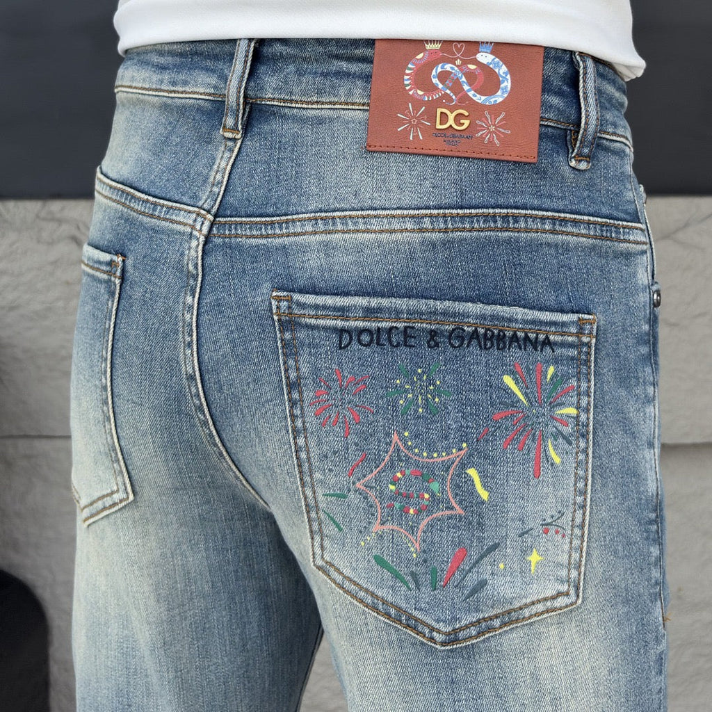 Dolce & Gabbana DG VIBE3 Embroidered Logo Slim Fit Jeans