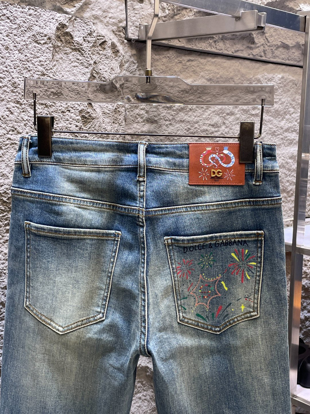 Dolce & Gabbana DG VIBE3 Embroidered Logo Slim Fit Jeans