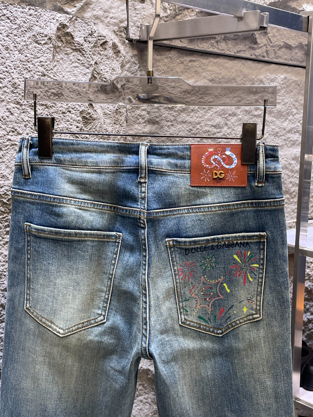 Dolce & Gabbana DG VIBE3 Embroidered Logo Slim Fit Jeans
