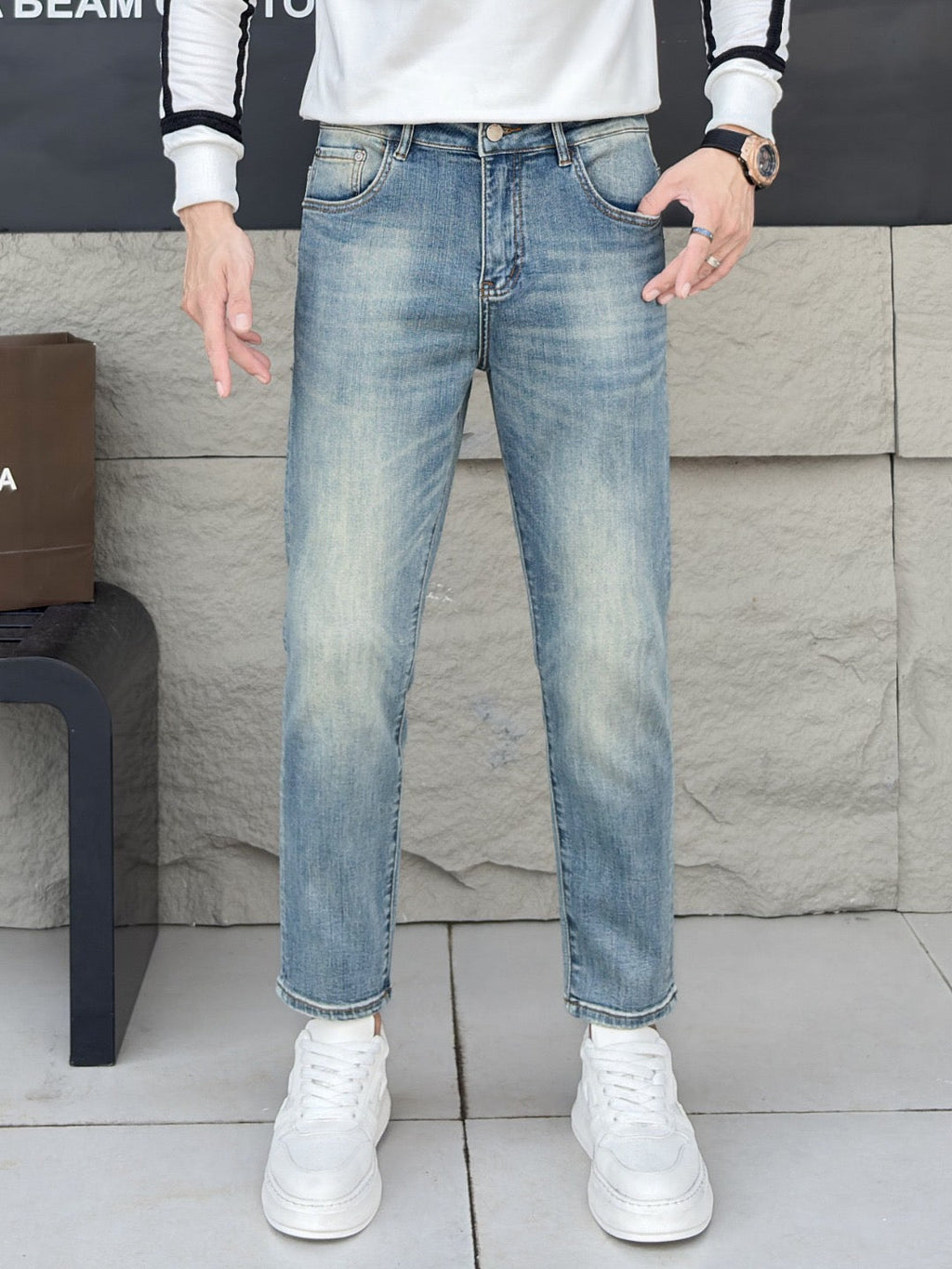 Dolce & Gabbana DG VIBE3 Embroidered Logo Slim Fit Jeans