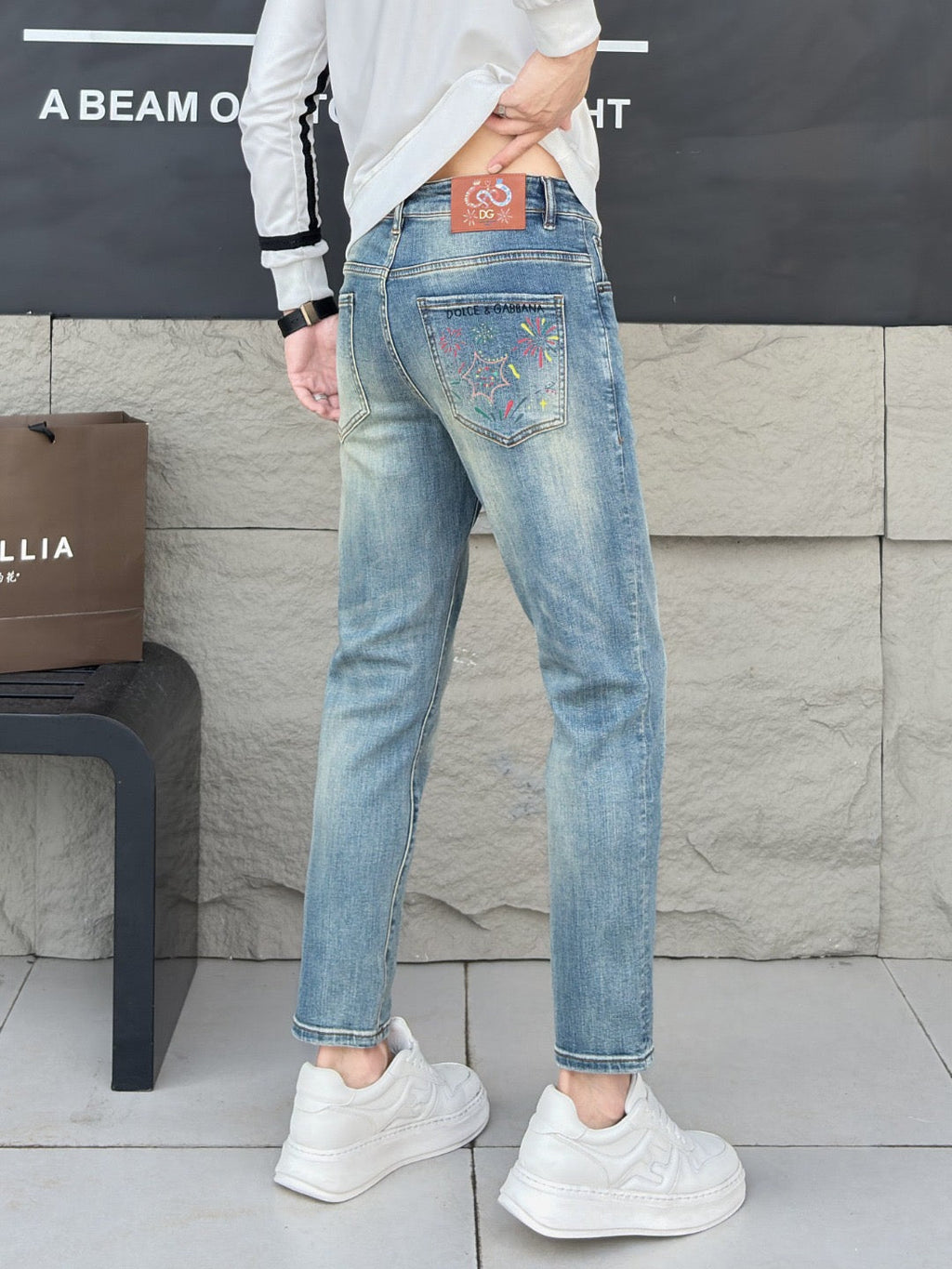 Dolce & Gabbana DG VIBE3 Embroidered Logo Slim Fit Jeans