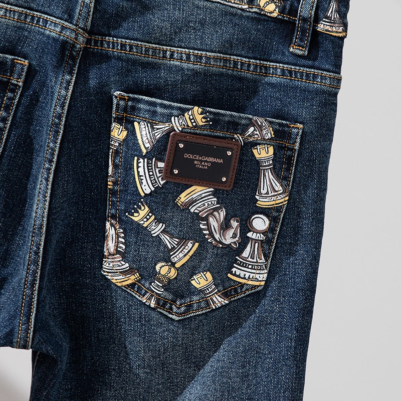 Dolce & Gabbana DG VIBE3 Embroidered Logo Slim Fit Jeans
