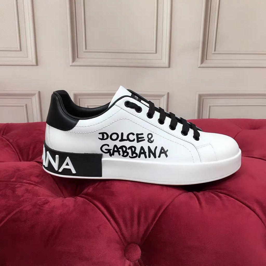 Dolce & Gabbana Portofino Graffiti Sneakers – Unisex Couple's Luxury Casual Shoes