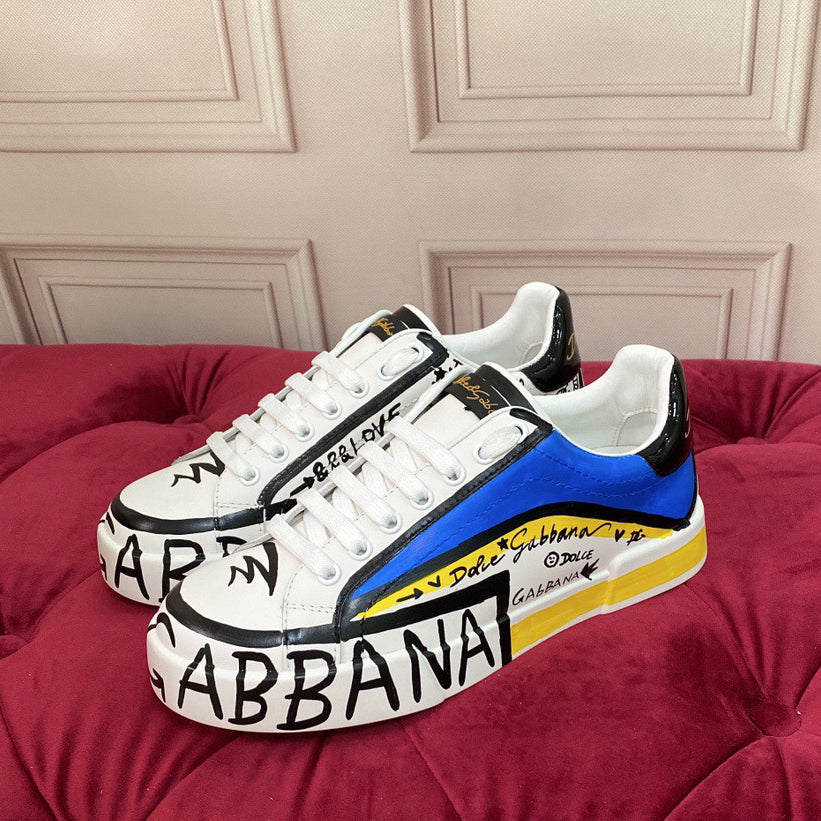 Dolce & Gabbana Portofino Graffiti Sneakers – Unisex Couple's Luxury Casual Shoes
